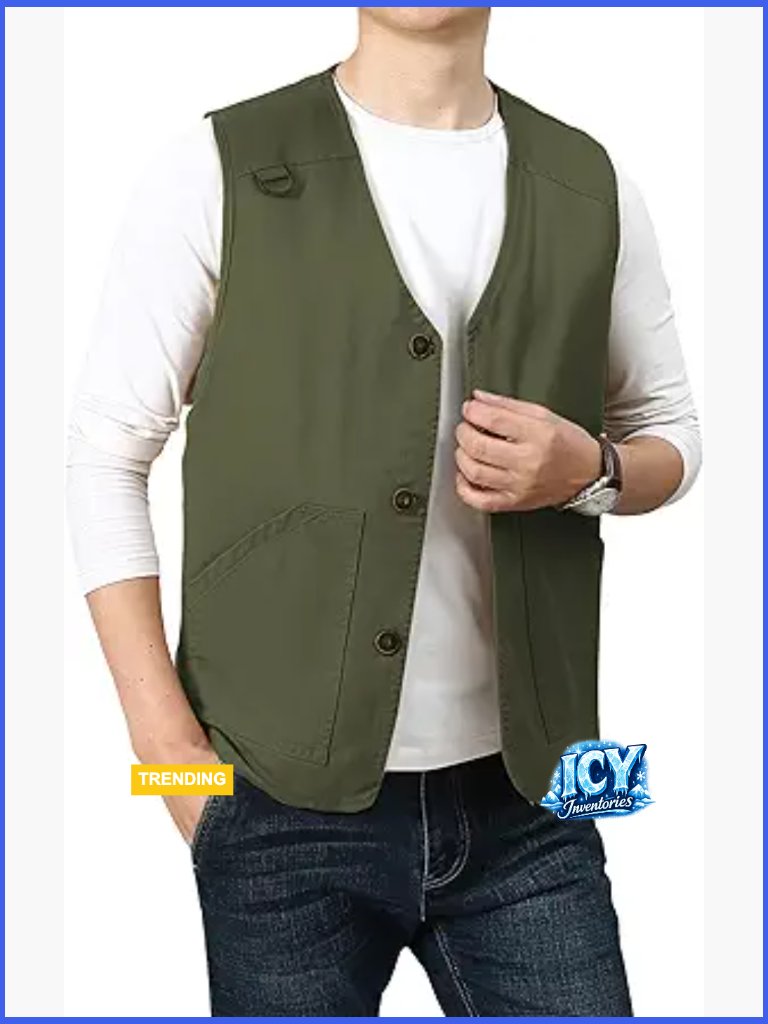 Cotton Outdoor Vest Lightweight Multi-Pocket Fishing Travel